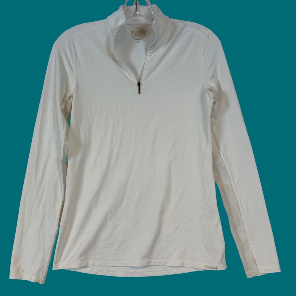 Dover Saddlery Coolblast Women XS White Long Sleeve Mesh Quarter Zip Sun Shirt
